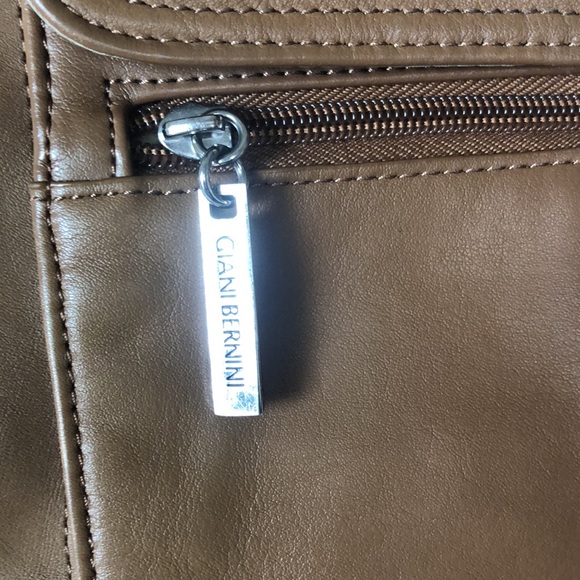 GIANI BERNINI caramel brown genuine buttery soft leather handbag. Adjust straps. - Picture 2 of 16